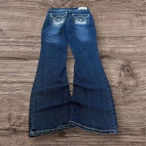 Grunge Y2K Flared Dark Wash Jeans 29x30, button missing can be easily fixed